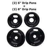Kitchen Basics 101 Porcelain Drip Pan Set Replacement for Whirlpool W10288051 : 2 ea 6 93169204b and 8